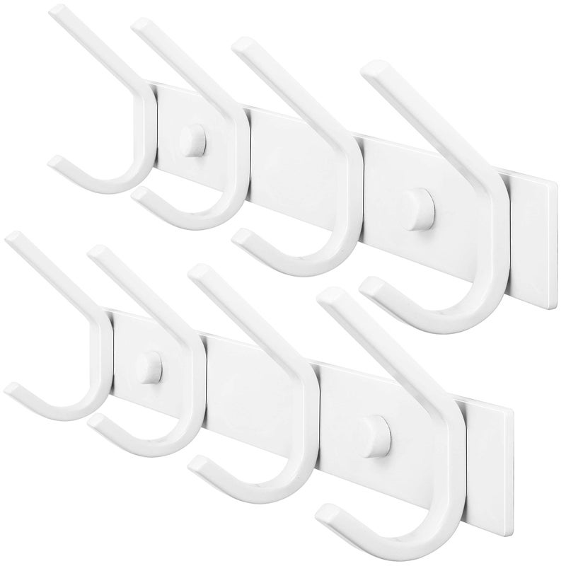 WEBI Coat Rack Wall Mounted,Coat Hooks Wall Mount,Coat Hanger Wall Hook Rack,4 Hooks for Hanging Coats,Hats,Jacket,Clothes,White,2 Packs - Image 1